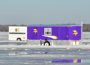 image of ice fishing wheel house
