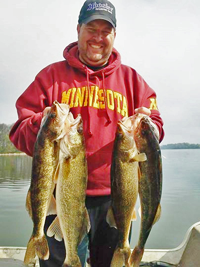 image of Walleyes caught in shallow water using jerkbaits