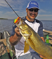 image of blake liend with big walleye