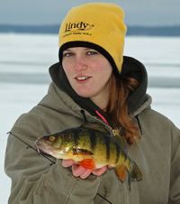 image of Annalee Sundin with Jubo Perch on ice