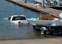 image of truck at boat ramp