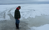 image of ice conditions at Bowstring Lake