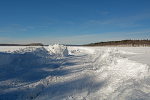 image of deep snow on ice covered lake