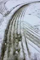 image of slush filled snowmobile track