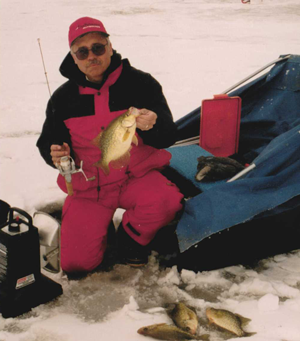 image of terry wickstrom with crappies
