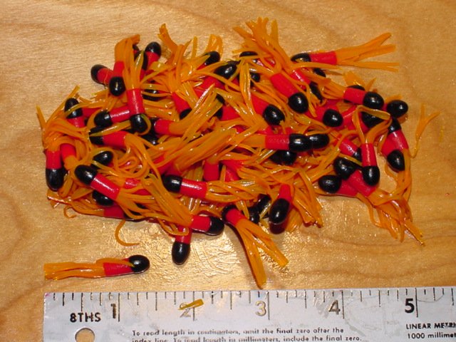 100 pk 1.5" Scale Red Chartreuse Crappie Fishing Tube Jig Skirts Bluegill 