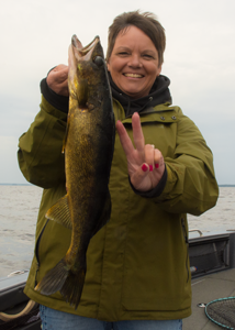 imaage of the Hippie Chick with big walleye