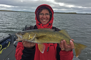 image of Karen Hommedahl with nice Walleye