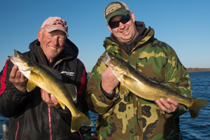 image of jeff sundin and grady dahlberg with walleye double