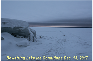 image of ice shelters on Bowstring Lake