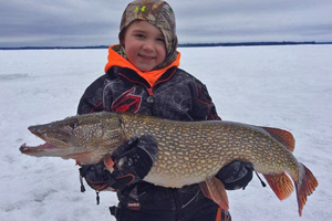 image of hayden picard with huge lake of the woods pike