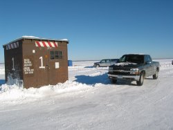 image of pickup truck on ice