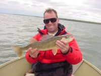 image of jake macken with walleye