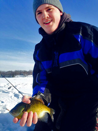 image of ice fisherman showing bluegill