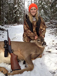 Opening Weekend Success...Celia Clusiau bagged this nice spike buck on Minnesota’s deer season opening weekend.