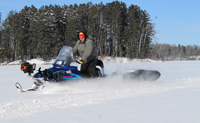 Ice Fishing on Snowmobile