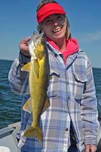 image of Diane Eberhardt with nice Walleye