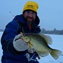 image of Jeff Samsell with big crappie on ice