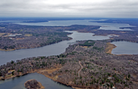 aerial view of lake