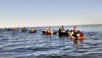 image of boats lined up at Red Lake