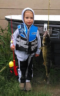 image of Walleye caught by young Graydon with a kids fishing pole