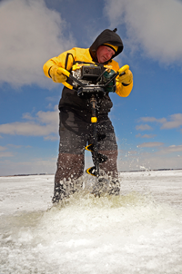 image-of augering ice hole