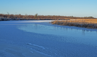 image of Bowstring River covered with ice