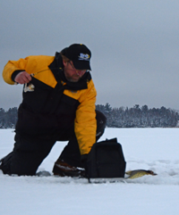 image of Steve Kusske ice fishing Crappies
