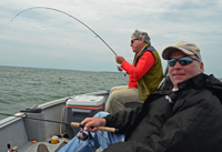 image of Dick Williams and Paul Kautza fishing on Leech Lake