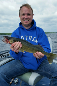 image of dave thompson with winnie walleye