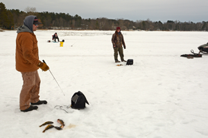 image of ice fishing group