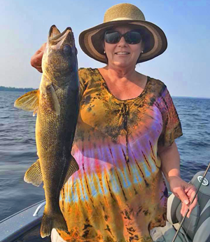 image of the hippie chick with big walleye
