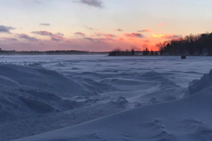 image of snow drifts at boat landing