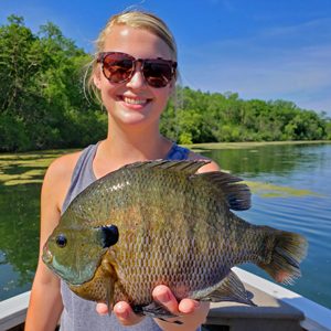 image of woman with huge bluegill