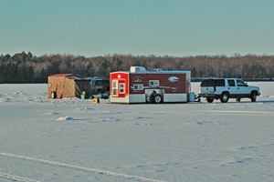 image of ice fishing shelter