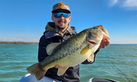 image links to fishing article about catching bass on days when conditions are tough