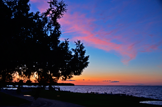 image of sunset over Lake Winnibigoshish at Nodak Lodge Bena MN