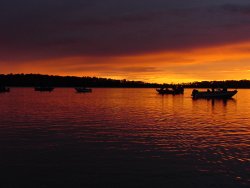 Sunset at Williams Narrows on Cutfoot Sioux offers a chance at evening run Walleye