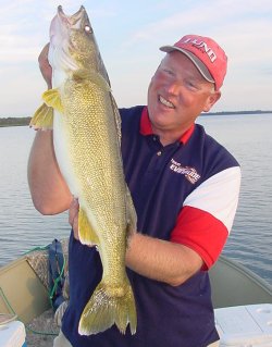 Jeff Sundin, Minnesota Fishing Guide shows off a lunker Walleye